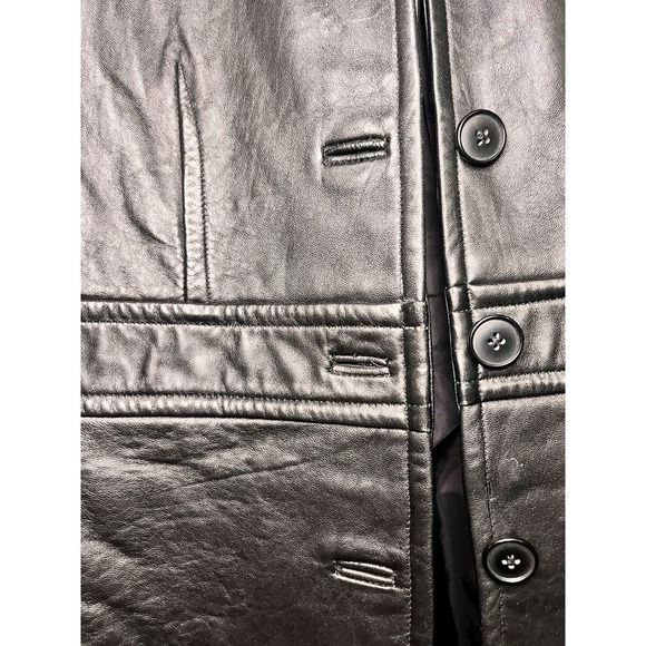 Merona Genuine Soft Leather Jacket Women's Black Button Lined Pockets S - Picture 3 of 9